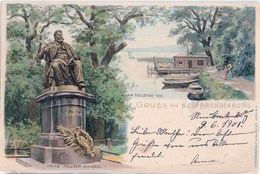 Gruss Aus NEUBRANDENBURG Am Tollense See Fritz Reuter Denkmal Color Litho 9.6.1901 Gelaufen - Neubrandenburg