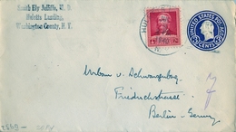 ESTADOS UNIDOS , SOBRE ENTERO POSTAL CIRCULADO , HULETTS LANDING - BERLIN , CENSURA , FR. COMPLEMENTARIO - 1941-60