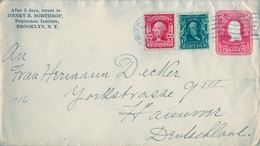 1904 ESTADOS UNIDOS , SOBRE ENTERO POSTAL CIRCULADO , BROOKLYN - HANNOVER, TRÁNSITO , LLEGADA - 1901-20