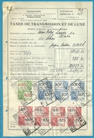 Fiscale Zegels 5000 Fr + 2500 Fr.+.500 Fr...TP Fiscaux / Op Dokument Douane En 1947 Taxe De Transmission Et De Luxe - Documents