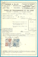 Fiscale Zegels 100 FR + 10 Fr ..TP Fiscaux / Op Dokument Douane En 1936 Taxe De Transmission Et De Luxe - Documents