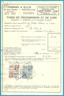 Fiscale Zegels 100 FR + 10 Fr ..TP Fiscaux / Op Dokument Douane En 1936 Taxe De Transmission Et De Luxe - Documentos