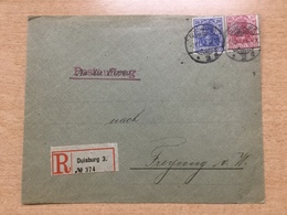 K6 Deutsches Reich 1912 R-Brief Von Duisburg Nach Freyung über Passau - Brieven En Documenten