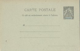 Entier Neuf Carte 10c Guyane - Neufs