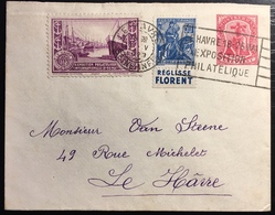 Montserrat Cover Entier Mixte 1penny Rouge + Jeanne D'arc France N°257 + Vignette De L'expo Du Havre De 1929 - Montserrat