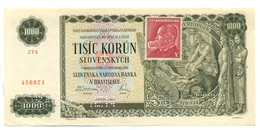 Slovakia 1000 Korun 1940 SPECIMEN, Slovaquie,Slovacchia, Slowakei, Tisic Korun, 2T4 + Stamp - Slovacchia