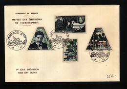 Monaco 1955 Albert Schweitzer Michel 492-495 FDC - Lettres & Documents