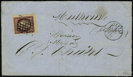 Lettre N° 6B, 1f Carmin Brun, Coin De Feuille Sur L, Superbe, Luxe, Signé Calves - Autres & Non Classés