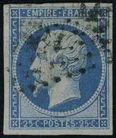 Oblitéré N° 15, 25c Bleu Empire, Infime Trou Vermiculaire, Aspect T.B., Signé - Altri & Non Classificati