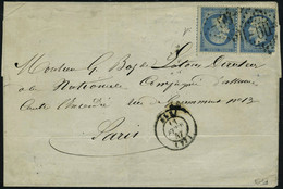 Lettre N° 22b, 20c + 20c Bleu Paire Tête Bêche Sur L Obl GC 55 Albi Pour Paris Signé Calves - Other & Unclassified