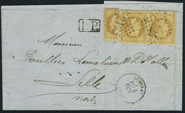 Lettre N° 28A, Coupe Du 10c + Paire Du 10c Aff. De Fortune à 25c, Obl. GC 2144 Luneray Seine Inférieure 74, Sur L. Obl 4 - Autres & Non Classés