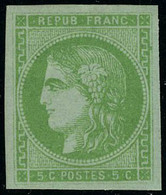 Neuf Sans Gomme N° 42B, 5c Vert-jaune, Type Bordeaux, Report 2, Léger Clair, Aspect T.B. - Autres & Non Classés