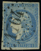 Oblitéré N° 44B, 20c Bleu, Bordeaux Type I, Report 2, Obl Losange GC 1764, T.B. Signé Calves - Autres & Non Classés