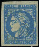 Neuf Avec Charnière N° 46B, 20c Bleu, Bordeaux Type III, Report 2, Froissure De Gomme, T.B. Signé Calves - Autres & Non Classés