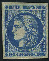 Neuf Avec Charnière N° 46B, 20c Bleu, Type III Report 2, Restauré, Aspect T.B. - Otros & Sin Clasificación