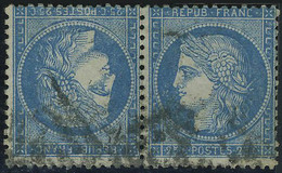 Oblitéré N° 60Ab, 25c Bleu, Paire Horizontale Tête Bêche, T.B. Signé Calves - Autres & Non Classés