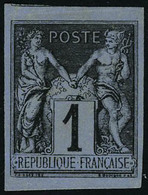 Neuf Sans Gomme N° 83f, 1c Noir Sur Azuré, ND, Réimpression Granet, T.B. - Altri & Non Classificati