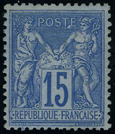 Neuf Avec Charnière N° 90a, 15c Bleu Sur Bleu, T.B. - Autres & Non Classés