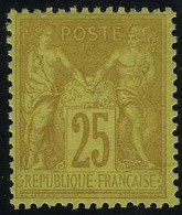 Neuf Avec Charnière N° 92, 25c Bistre Sur Jaune, T.B. - Sonstige & Ohne Zuordnung