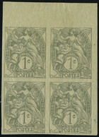 Neuf Sans Charnière N° 107, 1c Type Blanc, Bloc De 4 ND, Bdf, Superbe, Signé Maury - Sonstige & Ohne Zuordnung