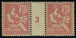 Neuf Sans Charnière N° 124, 10c Rose, Paire Millésime 3, T.B. - Sonstige & Ohne Zuordnung