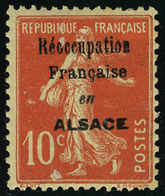 Neuf Avec Charnière N° 137/8, 5 Et 10c Semeuse Surchargés Réoccupation Française En Alsace Infime Adhérence, Maury 2D +  - Sonstige & Ohne Zuordnung