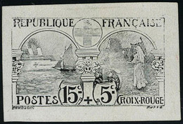 N° 156, 15 + 5c Croix Rouge épreuve Du Poinçon Original En Noir, RRR, Signé + Certificat JF Brun - Sonstige & Ohne Zuordnung