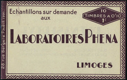 Neuf Sans Charnière N° 188 C2, 10c Phéna, Carnet De 10 T T.B. Bon Centrage - Sonstige & Ohne Zuordnung