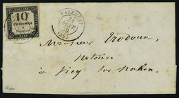 Lettre N° 1, 10c Noir Sur L Obl Valencay 31 Jan 59 T.B. Signé Calves - Sonstige & Ohne Zuordnung