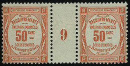 Neuf Sans Charnière N° 47, 50c Rouge Paire Hor Millésime 9, 1ex Cl, T.B. Rare - Sonstige & Ohne Zuordnung