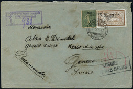 Lettre N° 6+13, Les 15c Semeuse Lignée Et 50c Merson Sur Lettre Recommandée Du 19.5.1917, Cachet De Censure Militaire Se - Sonstige & Ohne Zuordnung