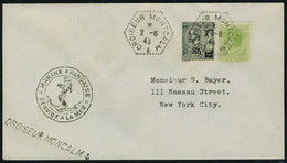 Lettre N° 72 + 77, Sur L Càd Croiseur Montcalm 2.6.43, Cachets Du Croiseur Et Du Service à La Mer, Pour New York, T.B. - Altri & Non Classificati