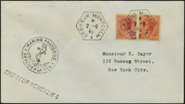 Lettre N° 81 + 92, Sur L Càd Croiseur Montcalm 2.6.43 Griffe Du Croiseur Et Cachet Marine Française, Service à La Mer, P - Altri & Non Classificati