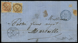 Lettre N° 3 + 5, Les 2 Valeurs Sur L Obl. Carré De 64 Points (8 X 8) + Càd Cayenne 21 Jan 68, Au Verso Càd Bleu Col Fr.  - Autres & Non Classés