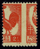 Neuf Sans Charnière N° 220, 2f Rouge Type Coq, 1ex Impression Au Recto Et Au Verso + Le Même Impression Au Verso à Cheva - Andere & Zonder Classificatie