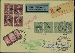 Lettre Zeppelin 2è SAF 1933 CP Recommandée D'Alger 27.5.33 Càd De Transit Friedrichshafen 3.6.33 Pour Recife, Affranchis - Autres & Non Classés