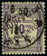 Oblitéré N° 1, 10c Violet, Surcharge Violette, T.B. - Andere & Zonder Classificatie