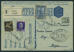 Lettre N° 18, + 19 + PA N° 3 Sur Entier Postal Militaire Italien Recommandé De Sebha 13 Juin 1943. Cachet De Censure, Po - Autres & Non Classés