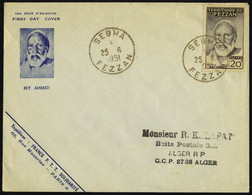 Lettre N° 65, 20f Bey Ahmed Sur Env Illustrée 1er Jour, Càd Sebha 25.6.1951, Pour Alger, T.B. - Autres & Non Classés