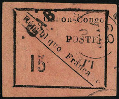 Oblitéré N° 14, 15c Noir S/rose, T.B., Rare Sans Aminci, Signé Brun - Autres & Non Classés