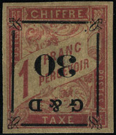 Neuf Avec Charnière N° 14b, 30 Sur 1f, Surcharge Renversée, Type A Yvert, T.B. Signé Roumet. - Otros & Sin Clasificación