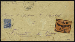 Lettre N° 3, 75c TAG Noir Sur Saumon + Affranchissement Complémentaire Sur L. Signé Calves + Brun, T.B. - Andere & Zonder Classificatie