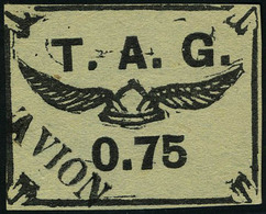 Oblitéré N° 4, 0,75 TAG Noir S/bleuté, T.B. Signé - Other & Unclassified