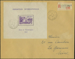 Lettre N° 1,  Le Bloc Expo De Paris, Seul Sur Lettre Recommandée De Cayenne (17.5.38) Pour La Garenne-Colombes, Arrivée  - Otros & Sin Clasificación