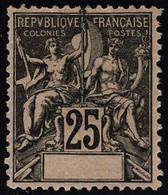 Neuf Sans Gomme N° 10a, 25c Noir Sur Rose, Sans La Légende INDO-CHINE, T.B. RRR, Signé + Certificat JF Brun - Andere & Zonder Classificatie