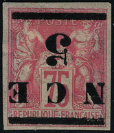 Neuf Avec Charnière N° 7b + 7c, 5 Sur 75c Surcharge Renversée, 1ex Rose L'autre Carmin T.B. - Sonstige & Ohne Zuordnung