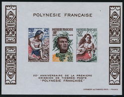 Neuf Sans Charnière N° 4, 20è Anniversaire Des 1er Timbres De Polynésie, Bloc ND + épreuve De Luxe, T.B. - Other & Unclassified