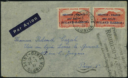 Lettre N° 1, 50c Roland Garros X 2ex Sur L Càd Saint Denis 21.1.37 Por Paris, Cachet Première Liaison  Aéropostale Réuni - Other & Unclassified