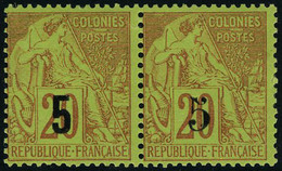 Neuf Avec Charnière N° 1c, 5c S/20c, Types II Et IV Se Tenant En Paire Horizontale, T.B. Signé - Autres & Non Classés