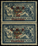 Neuf Sans Charnière N° 30 + 30a, 20p Sur 5f Merson, Variété 0 Maigre, Tenant à Normal, Cl, T.B. Rare, Signé + Certificat - Other & Unclassified